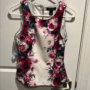 White House Black Market Sleeveless Fitted Blouse in White and Cream